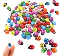 Mini Coccinelle Legno,100 Pezzi Mini Coccinelle Autoadesive Multicolore Coccinelle Adesivo Coccinelle Decorative per Fai da Te Mestiere Scrapbooking Arredamento (9 * 12MM)