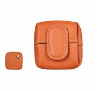 Mini Coin Purse,Top Grain Leather Small Wallet,Women Solid Color Keys Earphone Storage Bag,Change Pouch for Daily Use (Orange)