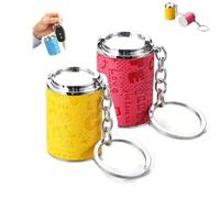 Mini Coin Storage Keychain,2-In-1 Portable Coin Holder,Loose Change Container with Secure Snap Closure,Metal Pocket Coin Purse Bank，2AA