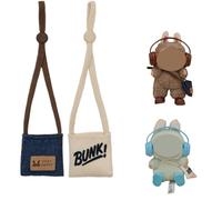 Mini collana di perle e borsa a tracolla per peluche Labubu, accessorio per gioielli con ciondolo a forma di bambola per giocattoli di peluche, decorazione per abiti da bambola, 2 sacchetti, Mini