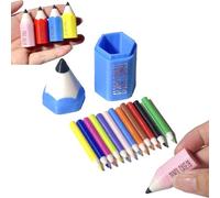 Mini Colored Pencil Set for Dollhouses and DIY Miniature Scenes,Miniature Realistic Model Colored Pencil Holder,Realistic Tiny Pencils with Mini Storage Case,DIY Dollhouse Decor (Blue)