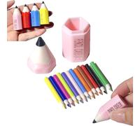 Mini Colored Pencil Set for Dollhouses and DIY Miniature Scenes,Miniature Realistic Model Colored Pencil Holder,Realistic Tiny Pencils with Mini Storage Case,DIY Dollhouse Decor (Pink)