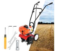 Mini coltivatore da giardino a gas, motore a 2 tempi da 52 cc, 9000 giri/min, serbatoio carburante da 1,2 l, profondità 15,2 cm, 3 HP/1,65 kW, struttura in acciaio al manganese resistente e struttura