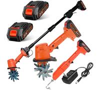 Mini coltivatore senza fili, rototiller portatile da giardino con 2 batterie da 1,5 ah e caricabatterie, 235 giri/min, larghezza di lavoro di 10,2 cm per giardinaggio senza sforzo