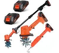 Mini coltivatore senza fili, rototiller portatile da giardino con 2 batterie da 1,5 Ah e caricabatterie, 235 giri/min, larghezza di lavoro 10,2 cm per giardinaggio senza sforzo