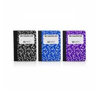Mini Composition Notebook Set of 3 - Small Marble Notebooks for School, Office, Journaling - 60 Sheets - Black Blue Purple