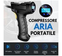 MINI COMPRESSORE ARIA PORTATILE 12v PISTOLA GONFIA GOMME PNEUMATICI AUTO MOTO