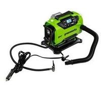 Greenworks G24IN Gonfiatore e Deflatore a Batteria, 11 Bar, Bassa o Alta Pressione, Spegnimento Automatico, con 3 Adattatori e Tubo da 0,5m, SENZA Batteria 24V e Caricabatterie, Garanzia 3 Anni