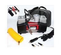 MINI COMPRESSORE PORTATILE 12 VOLT A DOPPIO CILINDRO PER AUTO MOTO + MANOMETRO