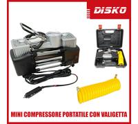 MINI COMPRESSORE PORTATILE CON VALIGETTA DOPPIO CILINDRO AUTO MODO CAMPER 12V