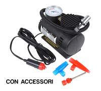 Mini Compressore Portatile per Auto Gonfia Pneumatici 250Psi Con Manometro 12V