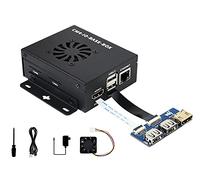 Mini Computer Basato su Raspberry Pi Compute Module 4 (NON Incluso), Waveshare CM4-IO-BASE-B All'interno, Metallo Custodia, con Ventilatore, Adattatore USB HDMI, Cavi FFC, da USB-A a USB- C Cavo ecc.