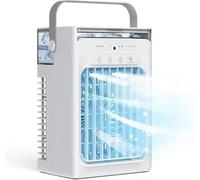 Mini Condizionatore Portatile 3-in-1, Serbatoio Acqua 1L, 4 Velocità Regolabili, 3 Timer, Luce RGB Integrata, Raffrescatore d'Aria Ultra Silenzioso con Telecomando per Casa Ufficio
