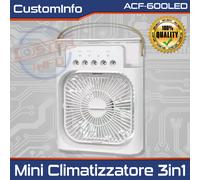 Mini Condizionatore USB 3in1 Ventilatore Portatile LED Nebulizzatore Freddo [EEK: A+++]