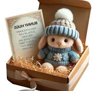 Mini coniglietto abbraccio carino regalo di Pasqua, mini coniglietti, mini conigli in scatola supporto emotivo tasca in peluche positivo per familiari, amici e persone care a Pasqua (blu)