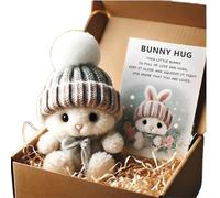 Mini coniglietto abbraccio carino regalo di Pasqua, peluche tasca abbraccio coniglio con cappello lavorato a maglia e pom pom, supporto emotivo positivo uncinetto mini Ra/bbit, invio di un H/ug G/ift