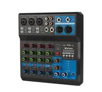 Mini console audio DJ mixer Sound Board, sistema a 5 canali con alimentazione phantom 48V, Bluetooth, USB, MP3, stereo per live DJ, studio di streaming per registrazione professionale, party, KTV