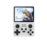 Mini console per videogiochi retrò portatili portatili per bambini schermo ricaricabile tenuto in mano/con joystick 3D/porta audio da 3,5 mm/con doppia scheda TF da 16 GB+64G/bianco