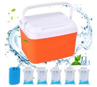 Mini Cooler, 5qt Insulated Small Hard Cooler, Portable Small Ice Chest with Handles, Mini Lunch Box for Beach Picnic Camping, Orange