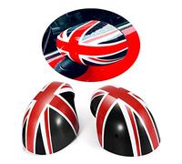 MINI Coperture per specchietti laterali, per porta auto, per Mini Cooper One/D/SD/S/JCW Serie F F54 F55 F56 F57 F60 2020-2022(Union Jack nero, serie F con foro luminoso)