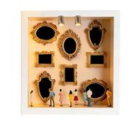 Mini cornice da museo in legno, mini cornice dorata, scatola silhouette in | Silhouette Box - Kit di cornici con mini figure Museum, colore oro, con 8 cornici e 8 statuine, per compleanno, matrimonio