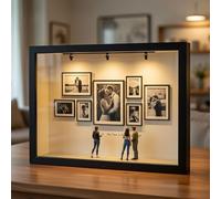 Mini Cornice Museo Personalizzata con Foto - Regalo San Valentino per Lei & Lui, DIY Museum Silhouette Box con Mini Cornici, Personaggi & Luce LED, Personalizzata Idee Regalo (Nuovo)