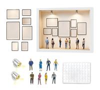 Mini cornice portafoto fai da te con 8 mini cornici dorate, 8 persone in miniatura e luce LED, cornice per matrimonio, anniversario, decorazione per la casa (bianco B)