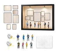 Mini cornice portafoto fai da te con 8 mini cornici dorate, 8 persone in miniatura e luce LED, cornice per matrimonio, anniversario, decorazione per la casa (nero B)