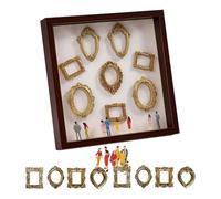 Mini Cornici Museo Cornice portafoto fai da te, mini kit di scatole silhouette museali con display a memoria luminosa, miniatura dorata(Brown,3XL)