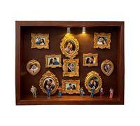 Mini Cornici Museo Kit di scene in miniatura fai-da-te Scatola silhouette Mini cornice for ombre museali con figurine cornici dorate for viaggi(D)