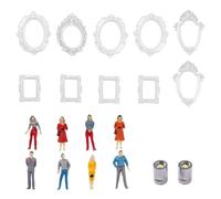 Mini Cornici Museo Kit di visualizzazione della memoria creativa scatola delle silhouette del mini museo fai-da-te con figurine caverna cornici dorate(J no big frame)