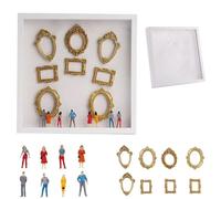 Mini Cornici Museo Kit di visualizzazione della memoria creativa scatola silhouette del mini museo fai-da-te con figurine cornici dorate for il matrimonio(White no lights)