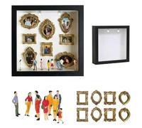 Mini Cornici Museo Mini figurine Museo fai da te Silhouette Box Cornici dorate Conservazione della memoria Cornice ombra Ricordi di viaggio fotografici(Black)