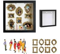 Mini Cornici Museo Mini figurine Museo fai da te Silhouette Box Cornici dorate Conservazione della memoria Cornice ombra Album di ritagli(Black)