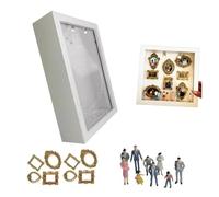 Mini Cornici Museo Mini figurine Museo fai da te Silhouette Box Cornici dorate Kit di visualizzazione for la conservazione della memoria Cornice for ombre(White)