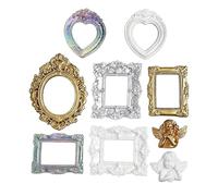 Mini Cornici Vintage 9 Pezzi - Piccole Cornici Antiche In Resina Per Esposizione A Parete | Çornici In Miniatura Ornate Barocche | Assortimento Di Colori Oro Bianco Argento Per Decorazioni Da Tavola A