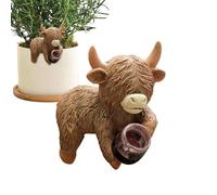 Mini Cow Figurines - Resin Cattle Weather-Resistant | Flower Pot Hugger Ornament | Durable Outdoor Decor For Yard, Porch, Balcony, Garden, Home, Farmhouse, Patio, And Christmas Holiday Decoration