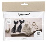 Mini Craft Kit Macramè, nero, marrone oliva, sabbia, Orecchini, 1 confezione