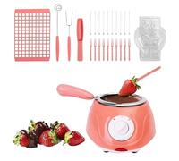 Mini crogiolo elettrico per cioccolato, set per fonduta da 250 ml con doppio controllo della temperatura, macchina più calda per cioccolato fai da te, formaggio, burro e caramelle, include stamp pink