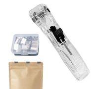 Mini cucitrice con bottone automatico - Distributore di raccoglitori portatile con 50 mollette riutilizzabili, clip di carta per desktop, strumento compatto per la scuola, l'ufficio e l'archivio dei