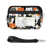 Mini custodia per carte con cerniera per donne e uomini con finestra d'identità colorato gatto gattino portafoglio portatile leggero piccolo portamonete cerniera borsa organizer per carte