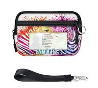 Mini custodia per carte con zip ad acquerello Zebra per donne e uomini con finestra d'identità colorata carino portafoglio zebra portatile leggero piccole borse con cerniera portamonete organizer