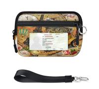 Mini custodia per carte di credito con cerniera vintage di Parigi per donne e uomini con finestra d'identità Portafoglio Parigi portatile leggero piccole borse con cerniera portamonete organizer borsa