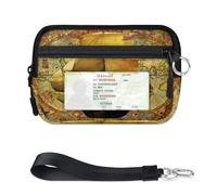 Mini custodia per carte di credito vintage con cerniera a forma di barca a vela per donne e uomini, con finestra d'identità, portatile, leggera, piccola borsa organizer per carte di credito con