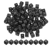 Mini Dadi da Gioco a Sei Facce Neri, 100 Pezzi in Plastica | Punti Chiari, Formato Tascabile e Resistente, per Tavolo, Matematica, Laboratori Creativi e Feste