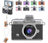 Mini Digital Camera with 1.47 in LCD Screen, 1080P Flip Screen Mini Camera with Built-in Flash & Flip Display, 64GB Memory, for Travel & Daily Use (Nero)