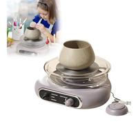 Mini disco per ceramica, 12 cm, per bambini, adolescenti e adulti, motore plug-in, argilla essiccante all'aria, set fai da te per lavori in ceramica, artigianato in ceramica (grigio)