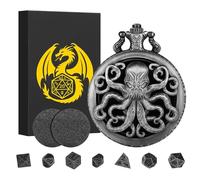 Mini DND Set di Dadi Steampunk Cassa per Orologio da Tasca, 7 pezzi in Metallo Poliedrico Set di Dadi D&D, Regali di DND con Confezione Regalo, Accessori per Giochi da Tavolo di Ruolo, Argento Scuro