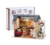 Mini Dollhouse di Legno con mobili Fai da Te,Fai da te Kit Casa Delle Bambole in Miniatura di Natale Fai da Te in Miniatura Casa delle Bambole Kit per la Decorazione del Regalo di Compleanno di Natale