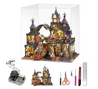 Mini Dollhouse Kit, DIY Wooden Dollhouse Kit with LED Lights, Dust Cover, Music, And Crafting Tools